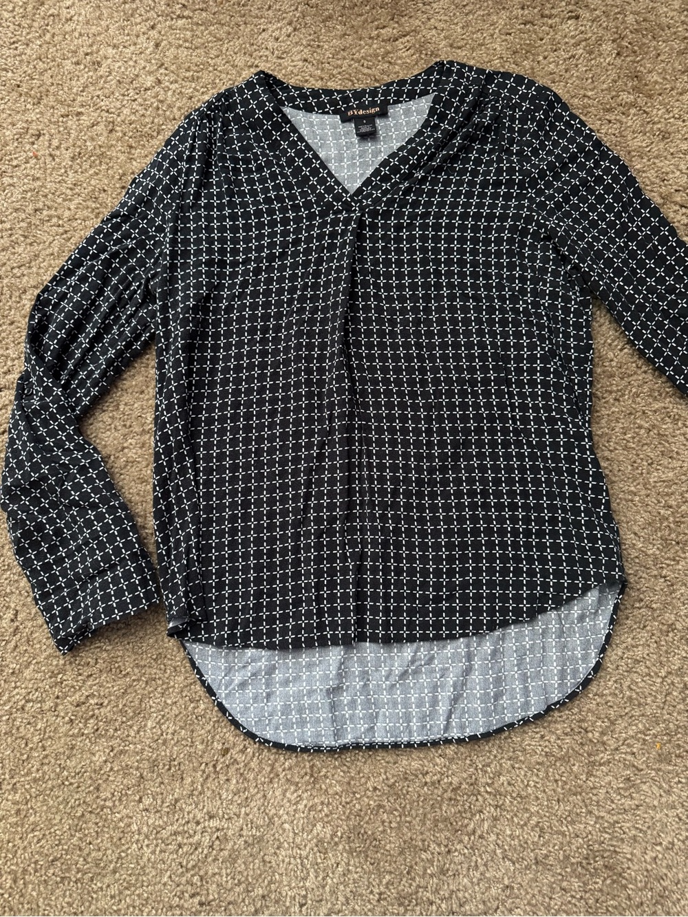 BYdesign Black Blouse with White Crossprint